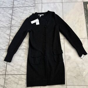 Diane Von Furstenberg Charcoal Button-up knit coat.